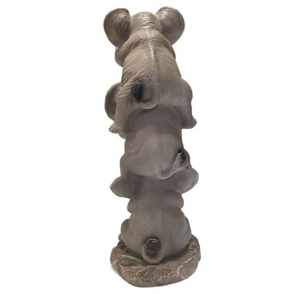 Vintage See Hear Speak No Evil Elephants Totem Statue - Picture 3 of 8